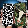 White Black Dairy Cattle Symbol Soft Phone Case for iPhone 16 16E 17 Air 15 Pro Max 14 Plus 13 Mini 11 12 7 Black Cover Back She