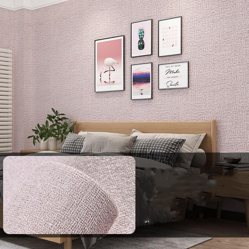 10 Meters / Roll 3D Self-adhesive Thicken Waterproof Wallpaper Linen Textured Pure Color Home Decorative Refurbished Sticker