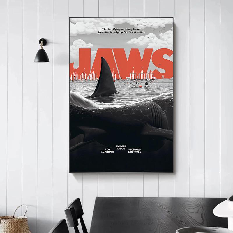 Berühmte Amerikanische Klassische Horror Jaws Filmplakate Retro Küstenstadt Drucke Leinwandmalerei Wandbilder Heim Wohnzimmer Dekor