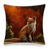 Funny Wild Animals Pattern Decor Cushion Cover 45x45cm Bear Eagle Fox Printed Linen Pillow Cover Home Decor Pillowcase for Couch