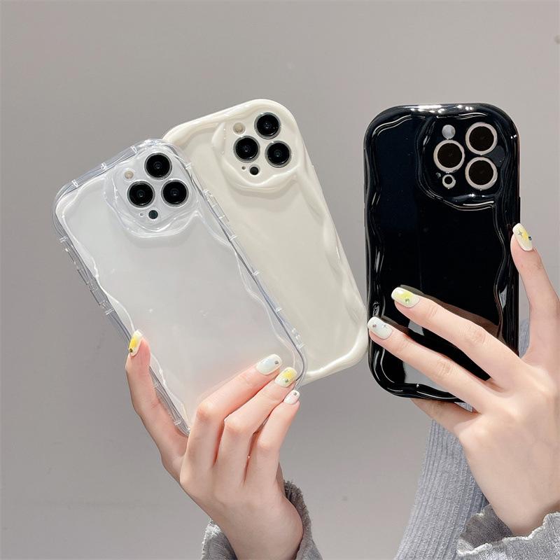 Pouzdro s krémovou texturou, vlnitý okraj, měkký silikonový kryt, pouzdro na telefon pro iPhone Samsung Huawei Honor Xiaomi Redmi Infinix Tecno, měkký zadní kryt