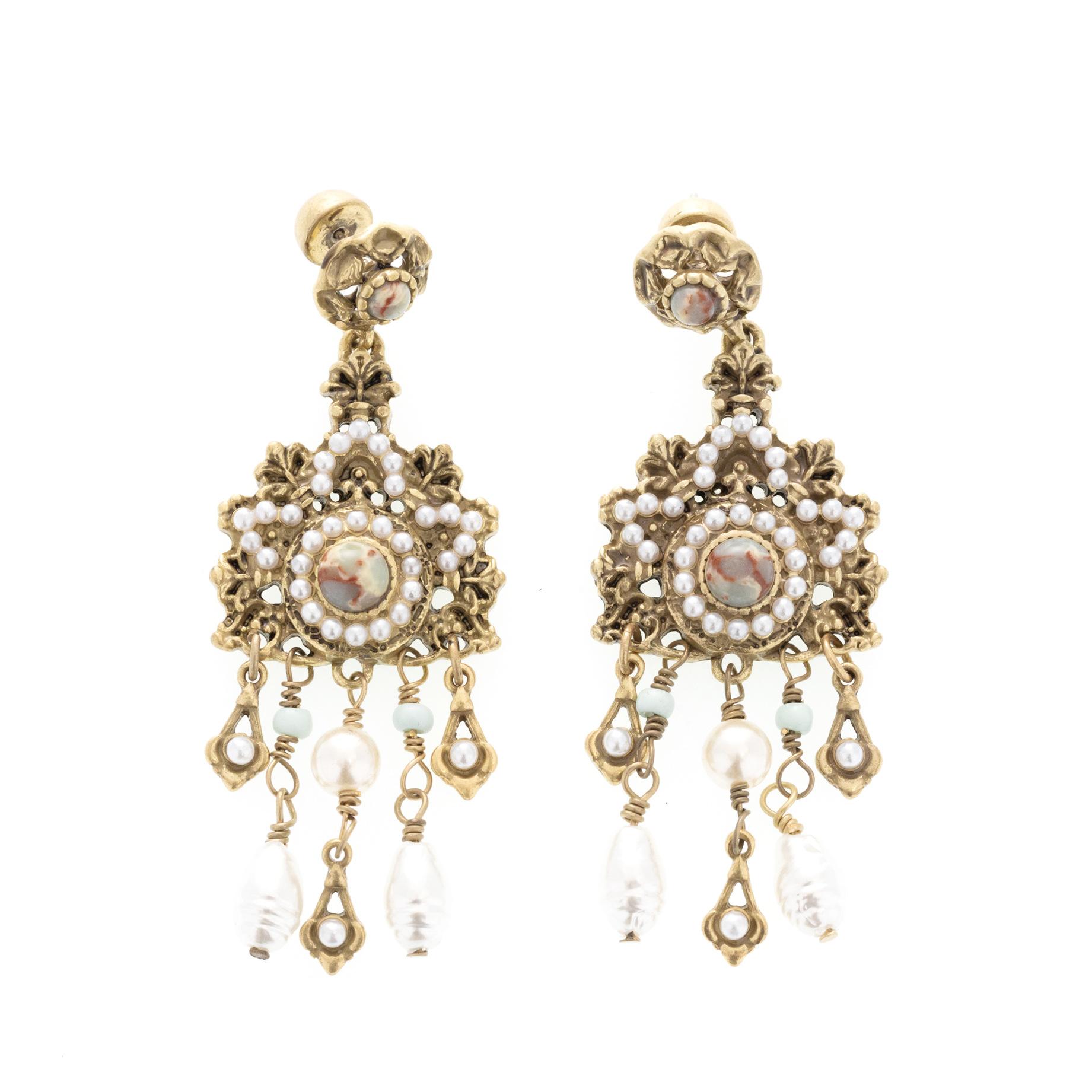Diamond Water Drop Glazed Fringed Earrings Literary And Retro Design Versatile Stud Earrings Fashion High Sense Antique Earrings
