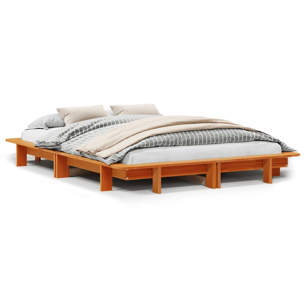 Vidaxl Bed Frame Without Mattress, Waxed Brown, 120X200 Cm, Solid Pine