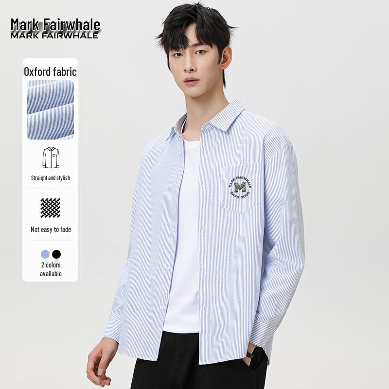 Mark Fairwhale Men s Casual Striped Oxford Long-Sleeve Shirt 3XL