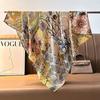 Pastoral Floral Velvet Double-sided Scarf 91 Large Square Scarf Women's Summer Travel Photo Silk Scarf Sun Protection Shawl