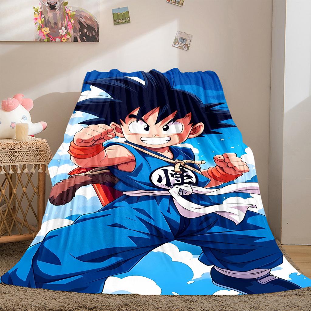 1PC Son Goku  Print Flannel Blanket, High Quality All Seasons, Home Decor, Warmth and Comfort, Perfect for Christmas Gifts