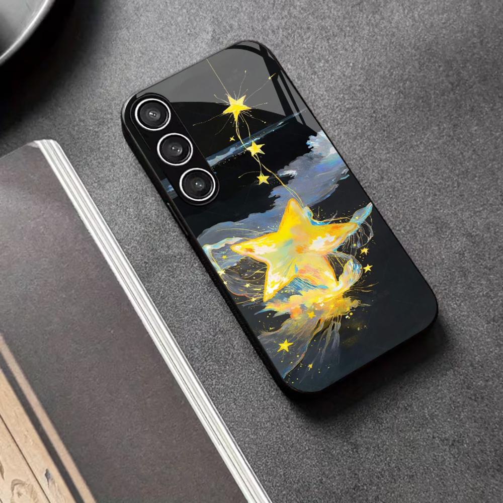 Golden Star Protective Exquisite High-end PhoneCase Glass PhoneCase for Samsung Galaxy S26 S25 S24 S23 S22 S21 FE,Ultra,Plus