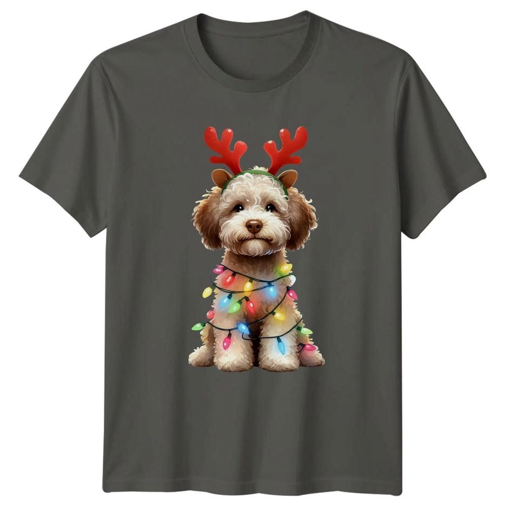 Dog In Christmas Lights Reindeer Antlers Holidays Unisexs TShirt Unisex Tee Graphic S
