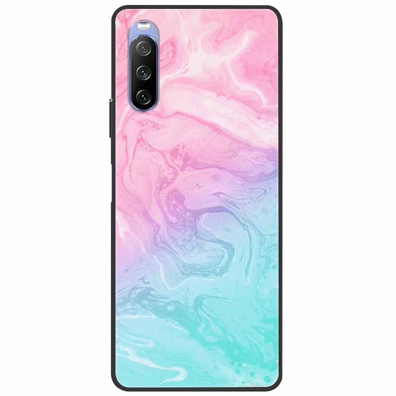 Soft Cover For Sony Xperia 10 III /5 III /1III Case Silicone Painted Marble Cat Funda Cover for Sony Xperia 1 II /10 II /5 Coque