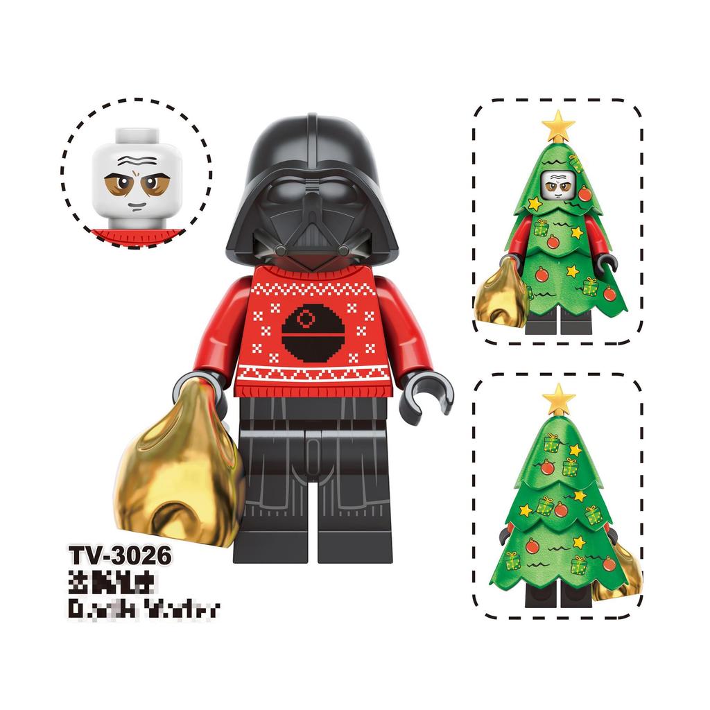 3 Christmas Series Holiday Elf Santa Claus Assembled Building Block Figure Bag
