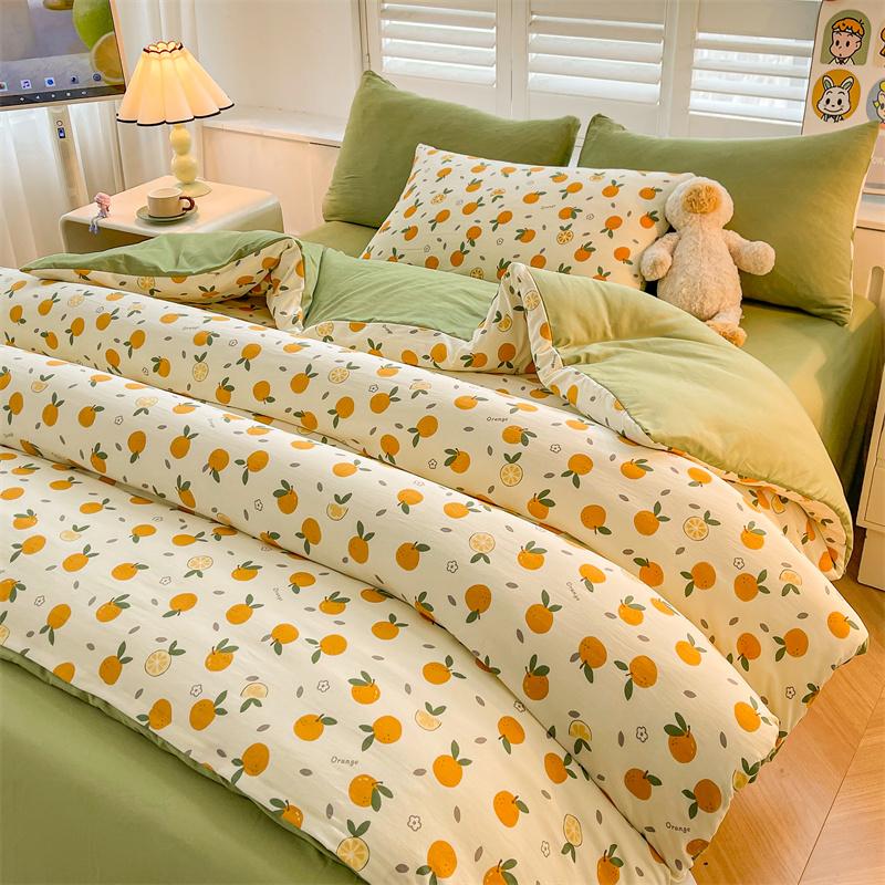Sleeping Grid Printed Washed Cotton, Removable and Washable Soybean Fiber Quilt Core, Winter Quilt, Spring and Autumn Quilt