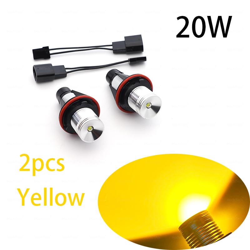 For BMW E87 E39 M5 E60 E61 E63 E64 M6 E65 E66 E83 X3 E53 X5 2000-2008 White Bright 20W LED Angel Eyes Marker Lights Bulbs Lamp
