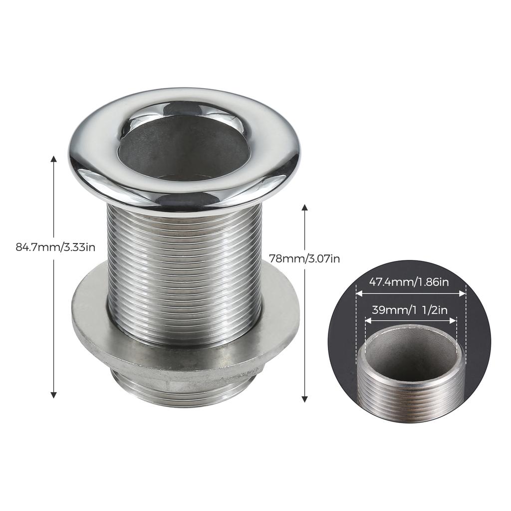 316 Stainless Steel Boat Thru Hull Fitting Connector Water Outlet Drain Hose Joint Plumbing Fittings for Yachts Marine Hardware