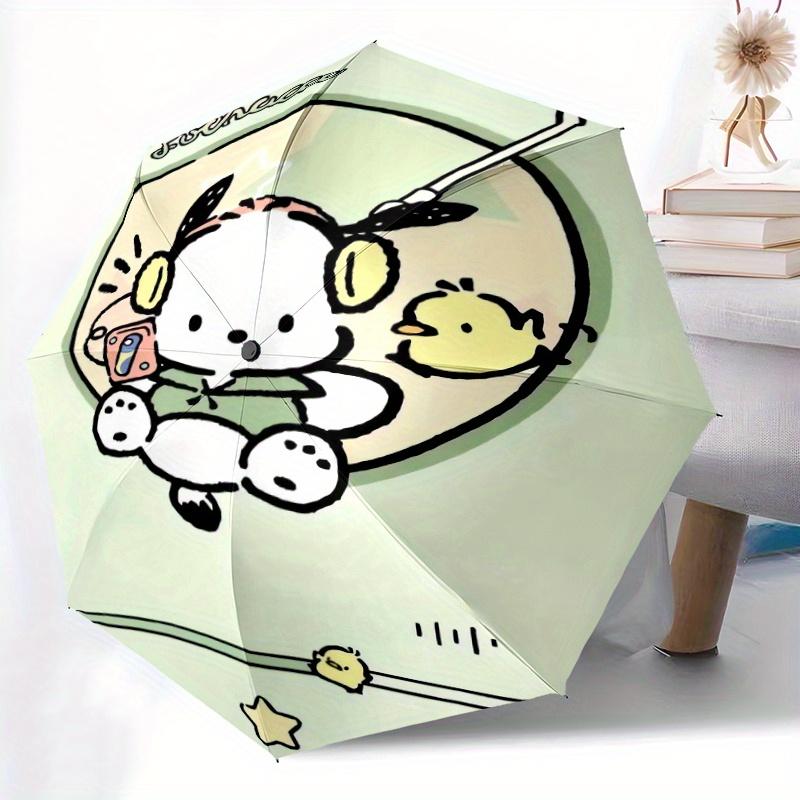 POCHACCO Listening to Music Automatic Opening and Closing Cartoon Umbrella - Small Umbrella Suitable for Various Occasions, Portable 3-Fold Small Umbr