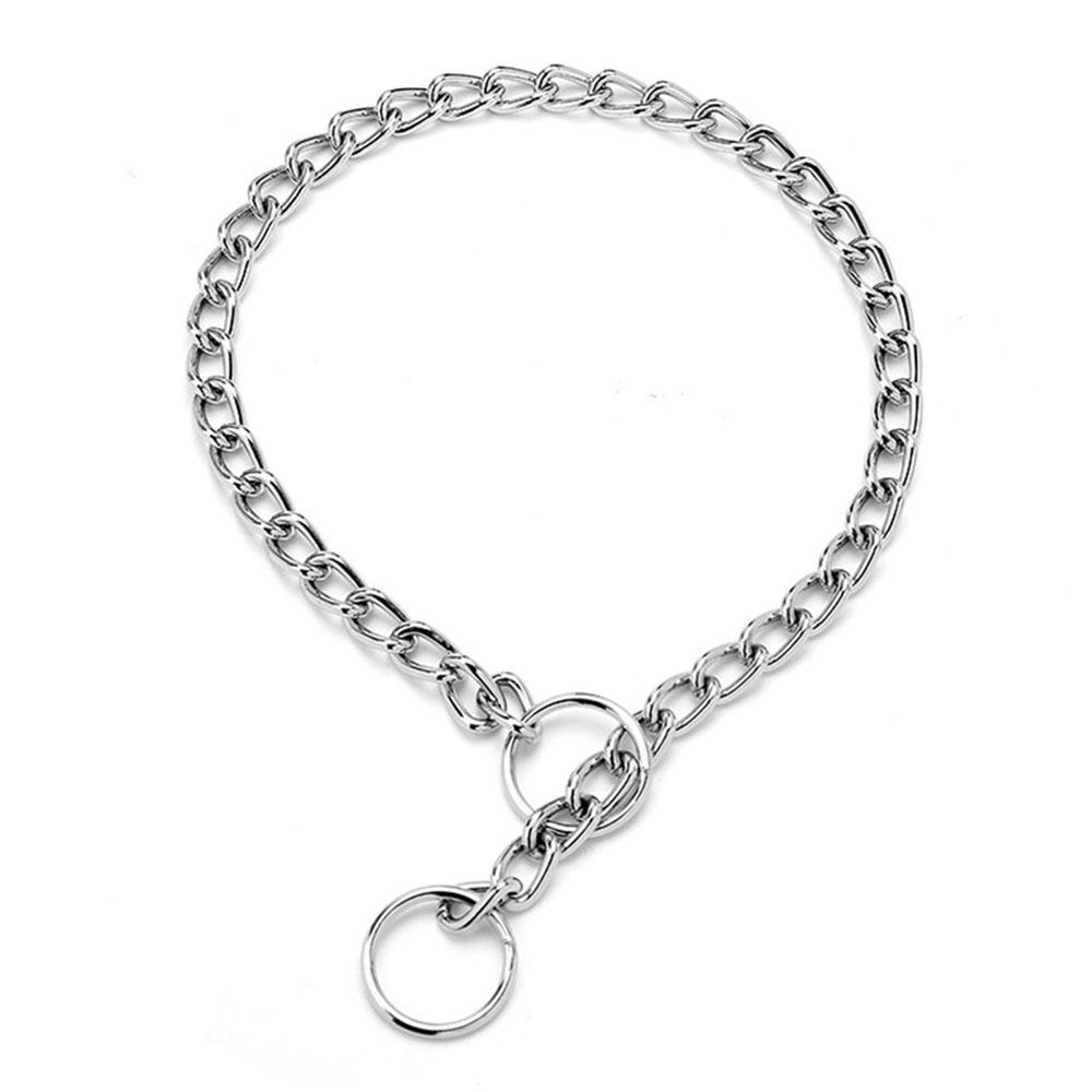 

Ошейник для собак Pet Metal Chain, серебристо-золотой кубинский звено, ошейник-удавка для собак, крепкий ошейник-удавка для собак маленьких, средних и больших пород 40cm(wire dia.2.0mm) серебряный