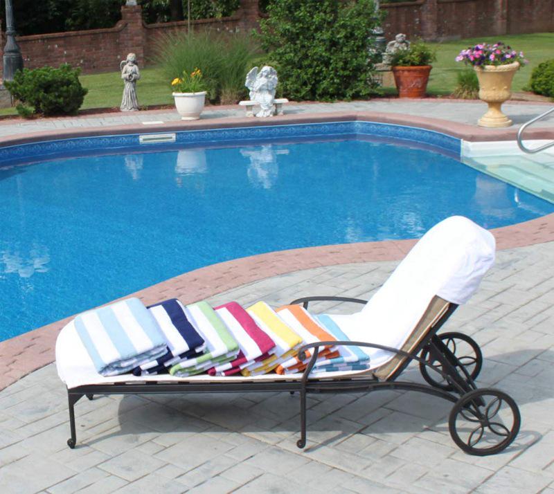 Biały bawełniany ręcznik plażowy na leżak - 320 GSM