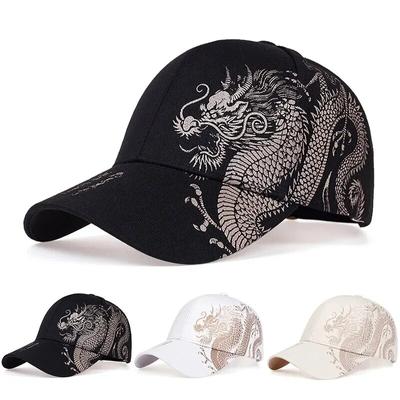 Gorras de béisbol con estampado de dragón unisex, gorras de béisbol ajustables para exteriores, primavera y otoño