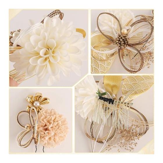 Bach Flower Hair Accessories for Coming-of-Age Ceremony, Graduation, Wedding, Festivals, Yukata, Japanese Traditional Style, Dried Flowers, Mizuhiki,