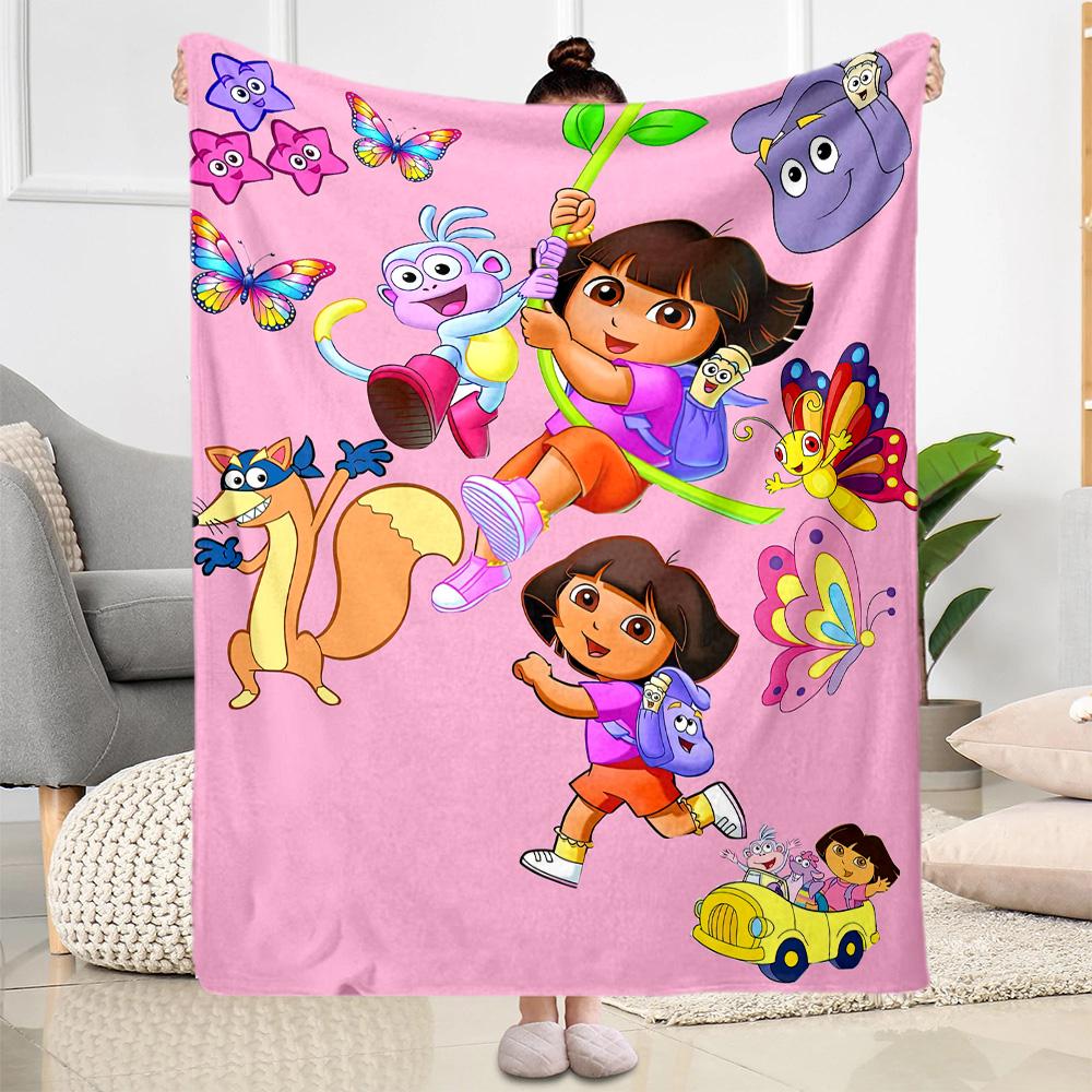 Dora Explorer Blanket Durable Comfort Perfect for Sofa Livingroom Couch All-Season Use Modern Style Unique Gift for Family and Friends Camping