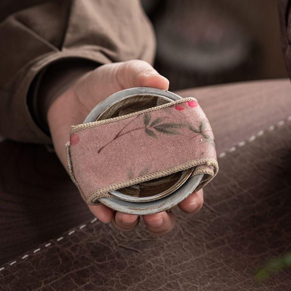 Anti-Drop Teapot Cover Cloth Suede Teapot Carrying Cover Retro Tea Accessories Tea Ceremony