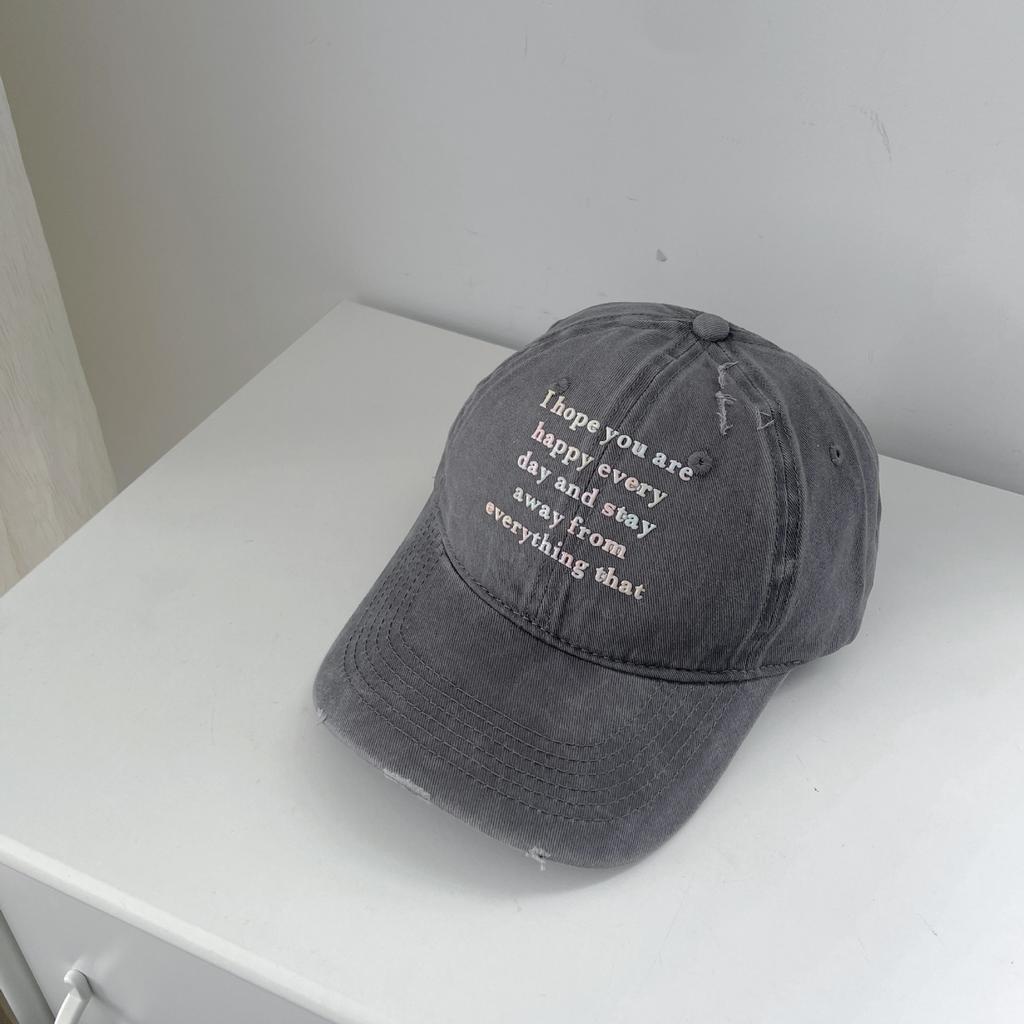 Retro Small Letter Baseball Cap Women'S Spring And Summer Cap Versatile Head Circumference Hip Hop Hat Trendy Man