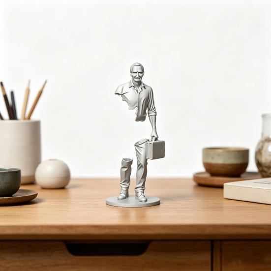 Jijijing 3D Printed Working Person Figurine with Briefcase, Modern Abstract Art Ornament for Desktop Bookshelf Office Decor, Stable Base Creative