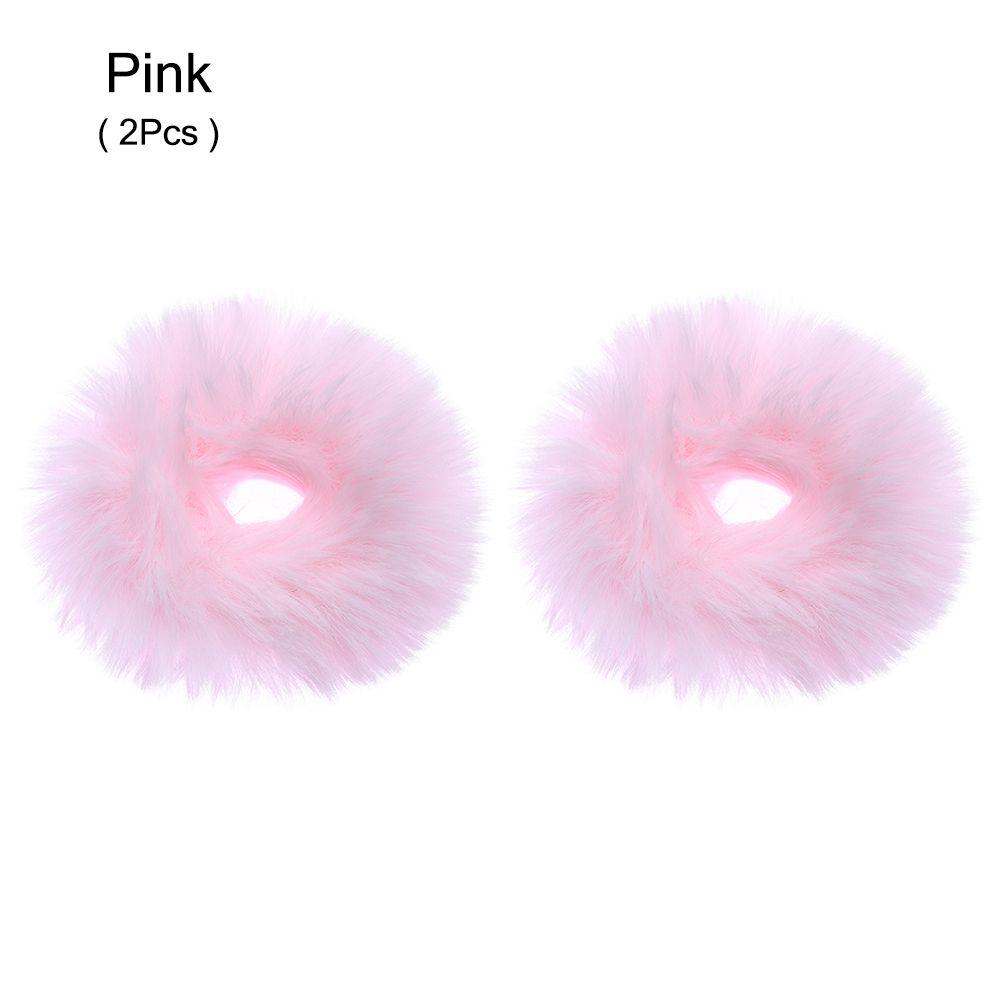 2Pcs Women Girls Winter Fur Hair Scrunchies Pom Pom Hair Tie Fuzzy Elastic Hair Bands Ponytail Holders Hair Accessories
