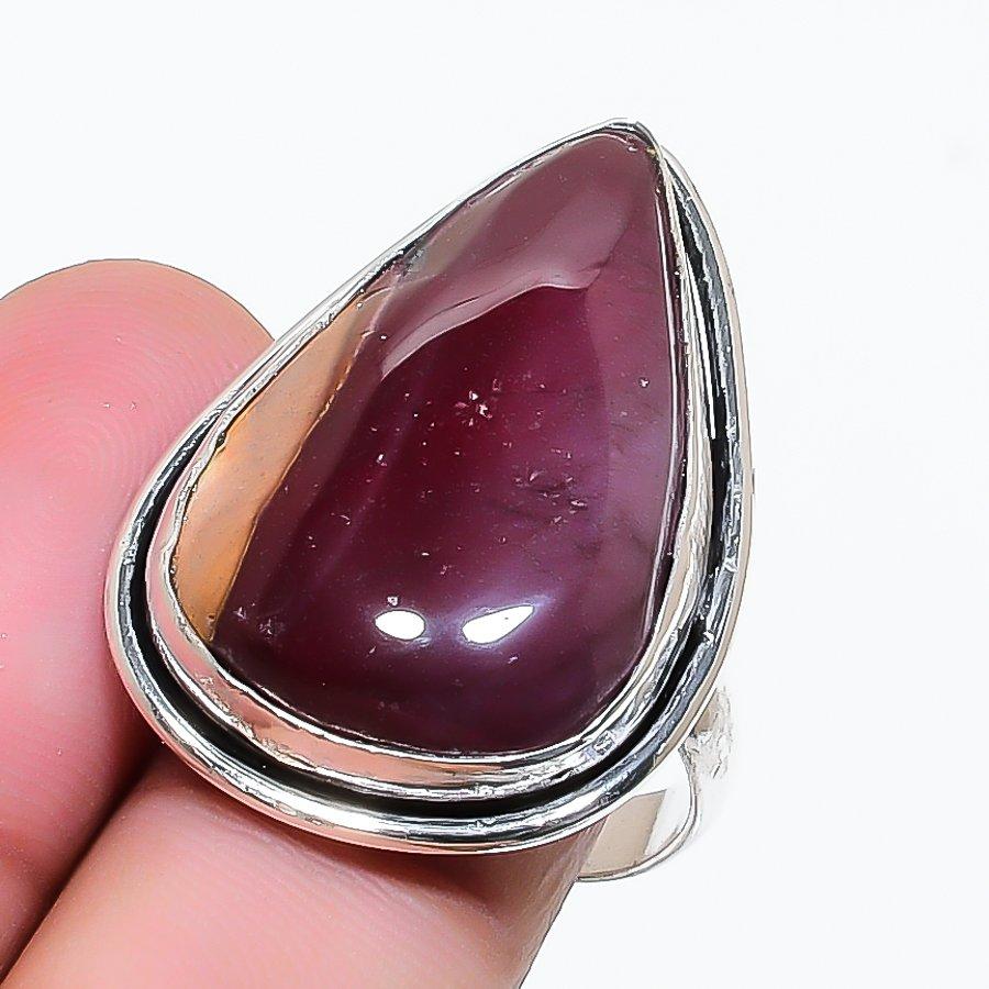 Natural Mookaite Gemstone Handmade 925 Sterling Silver Jewelry Ring Size 8 AR-17706