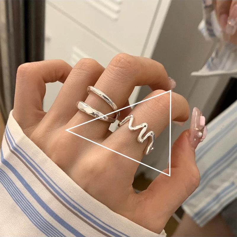 925 Silver Rings New Party Jewelry Vintage Charm Double Layer Geometric Nail Design Accessories Gift Dropship