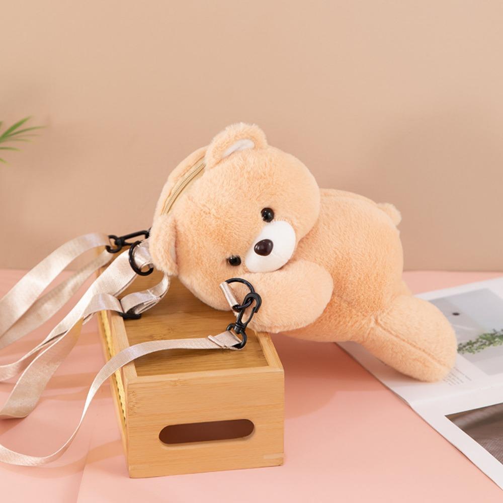 Large Capacity Plush Bear Crossbody Bag Plush Toy Animal Shoulder Bag Children Backpack  Students