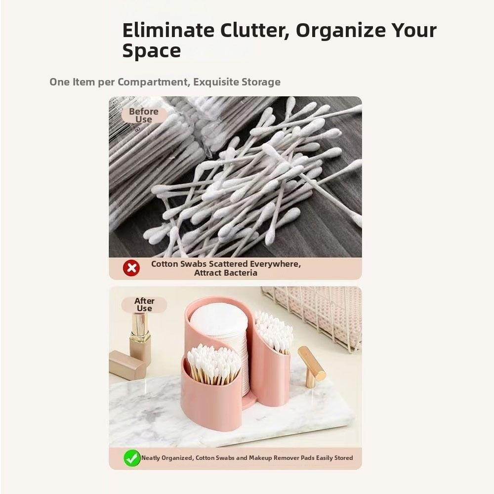 2in1 Cotton Swab Storage Box Dustproof Cosmetic Pad Storage Box  Bathroom Use
