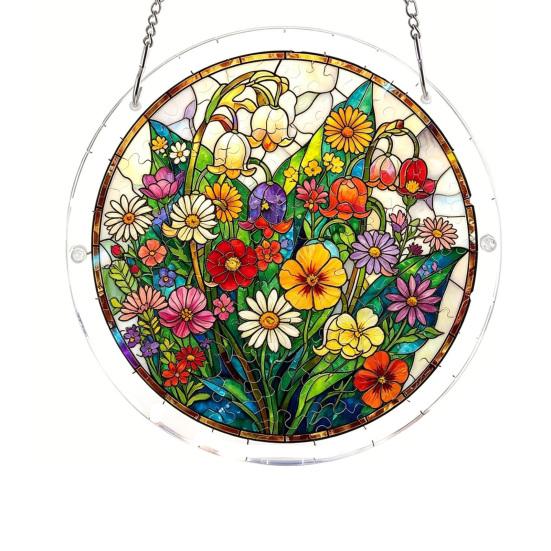Acrylic Jigsaw Puzzle Suncatcher Colorful Stained Glass Style Sun Catcher DIY