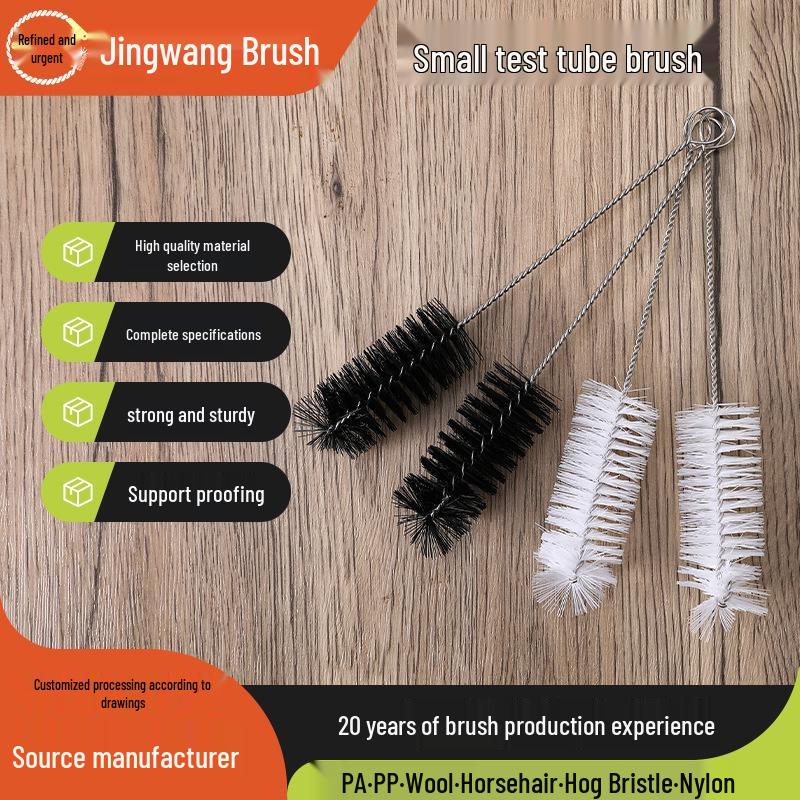 Long Handle Test Tube Brush with Soft and Hard Nylon Bristles for Industrial Pipe and Inner Hole Cleaning