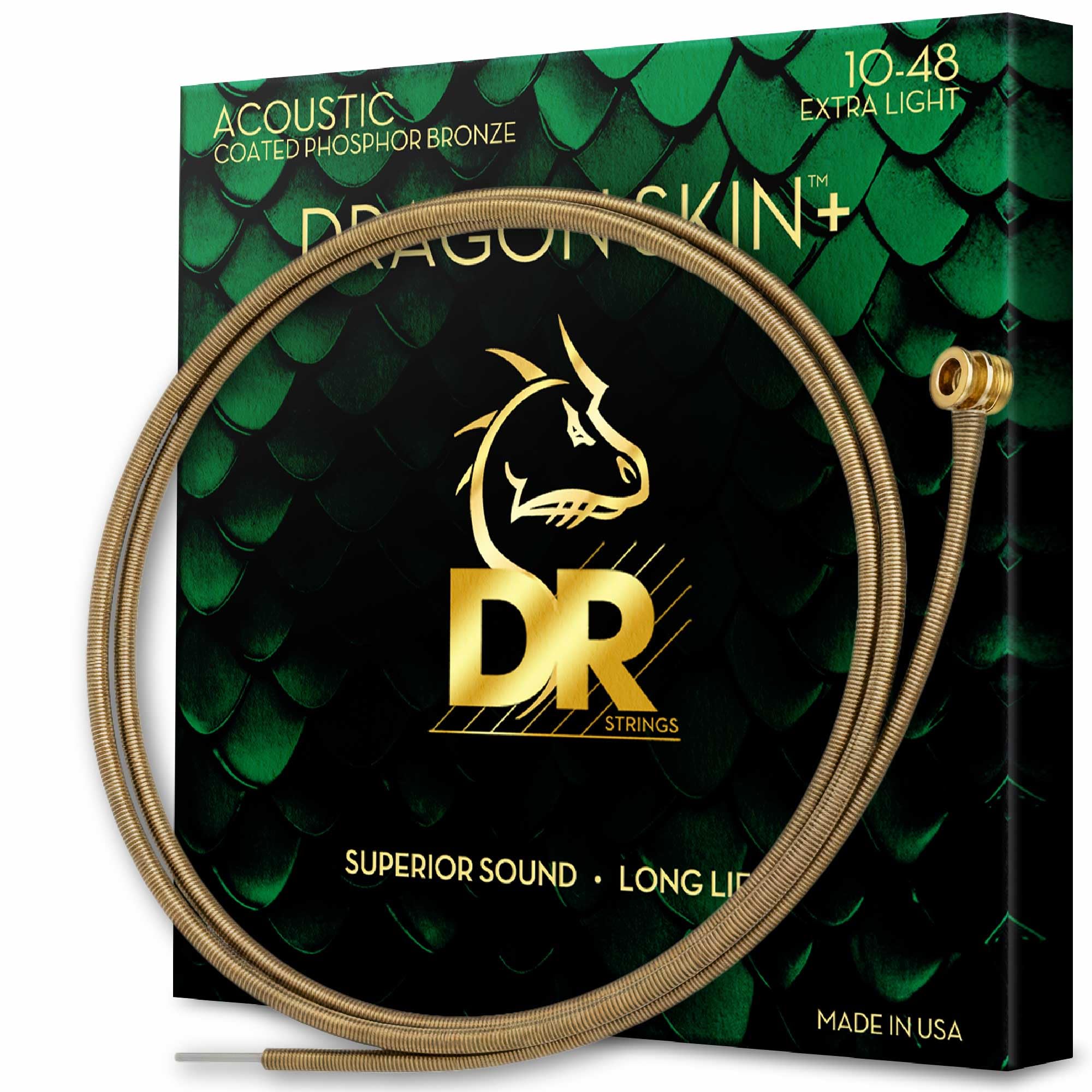 Струны для акустической гитары DR Strings DRAGON Фосфорная бронза SKIN+ DAP-10