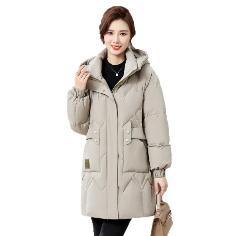 Down jacket women's winter new middle-aged and elderly mother's thickened medium and long white duck down warm jacket