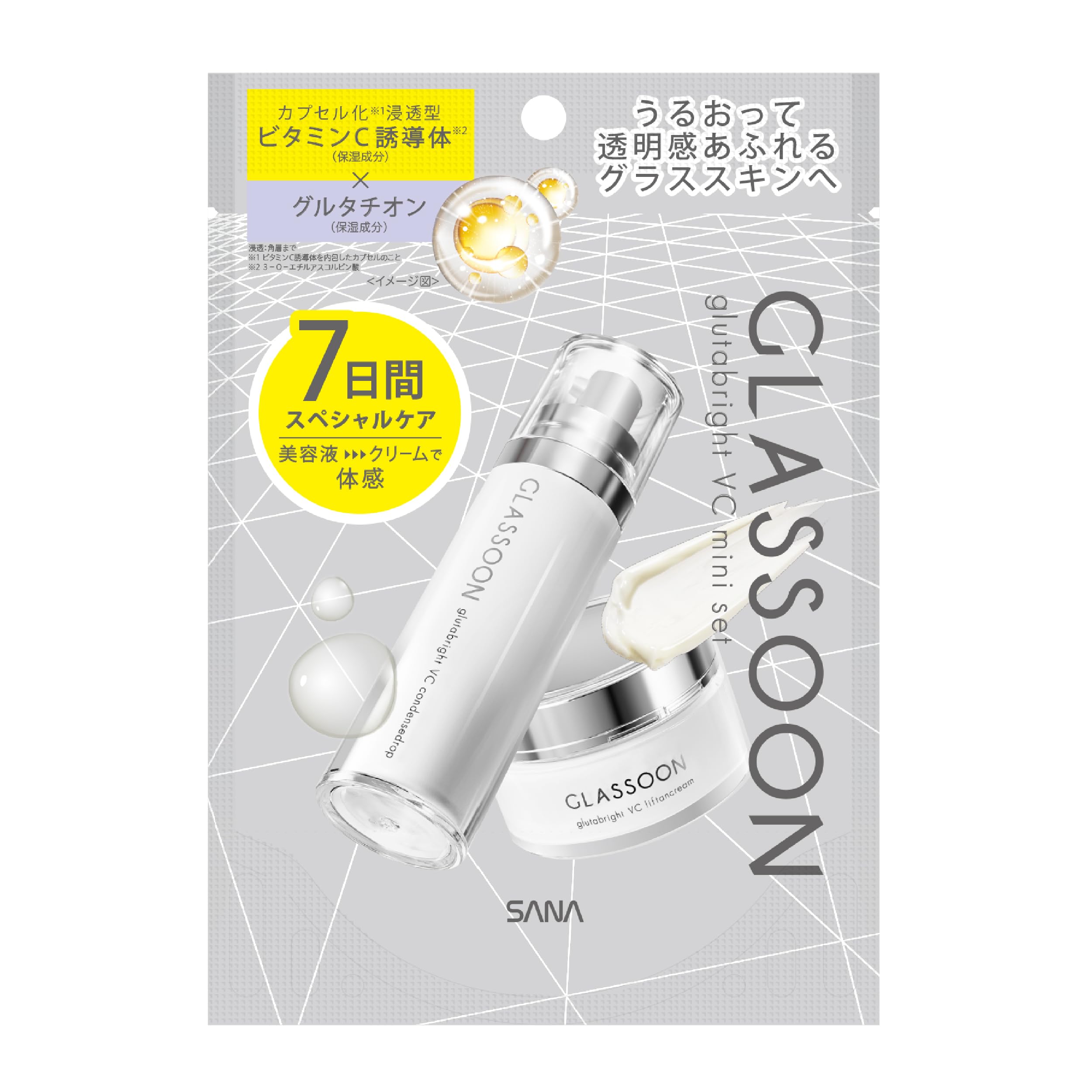 

Sana Glassoon VC Mini Vitamin Rough Hyaluronic Clearing Gluta-Brite Set C, Glutathione, Moisturizing, Clearing, Penetrating, Ceramide, Pores, Skin,