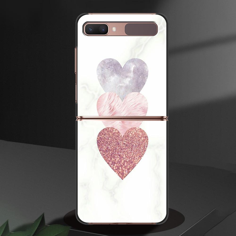 Gold Pink Rose Glitter Hearts Luxury Black Hard Case For Samsung Z Flip Z Flip3 Phone Case For Galaxy Z Flip 5G Foldable Cover