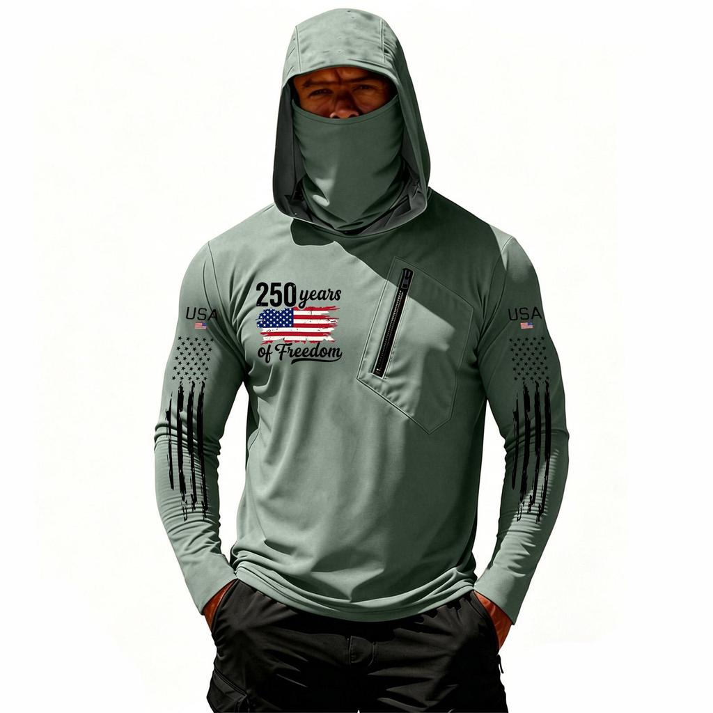 Camiseta Casual con Capucha de Manga Larga para Hombre con Protección Solar