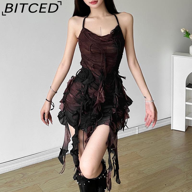 BITCED Summer Women's Solid-Color Slim-Fit High-Waisted Fashion Strapless Sexy Backless Dress