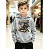 Teen Boys Kids Motocross Graphic Printed Hoodie Light Grey Biker Sweatshirt Y2K Casual Loose Autumn Winter Outerwear