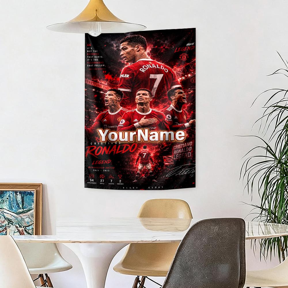 Cristiano Ronaldo Custom Jouw Naam Muurdecoratie Wandkleed Kunst Voor Huisdier Herdenking Verjaardag Bruiloft Feest Achtergrond Familiecadeau