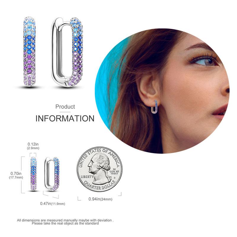 925 Silver Hoop Earrings  For Woman Pendientes Zircon Heart Shape Star Eardrop Original Earring Fashion Jewelry