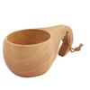 Wooden Camping Cup Nordic Style Hand Polished Portable Wooden Drinking Cup with Handle for Coffee Tea Milk