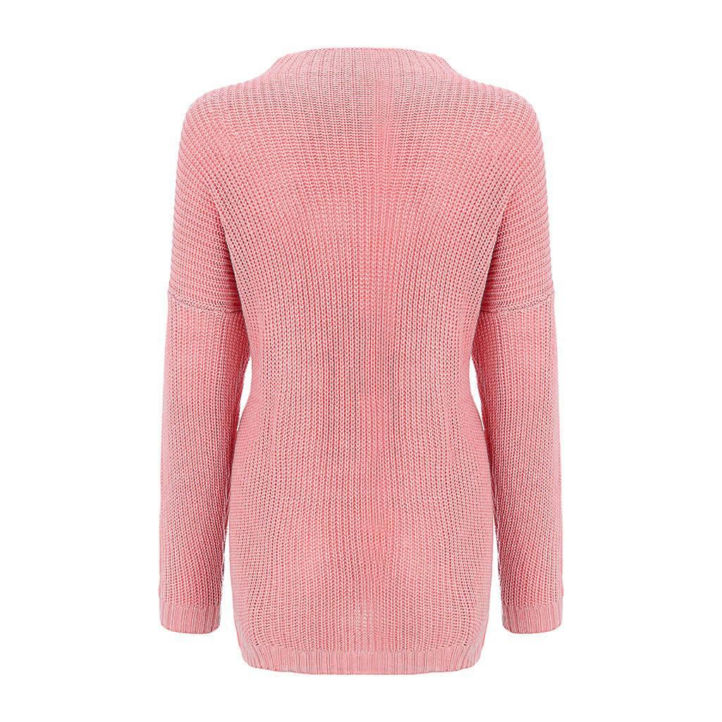 2025 Winter Loose Batwing Sleeve Plus Size Cardigan - Solid Color Knitted Sweater for Women