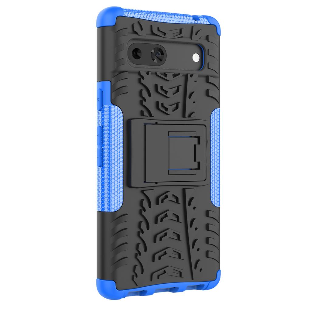For Google Pixel 7a PC+TPU Kickstand Back Cover Tyre Pattern Shockproof Phone Case