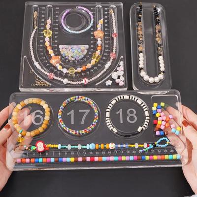 Acrylic Bracelet Beading Board Clear DIY Craft Jewelry Making Tray Crystal Measured Crafting Board Bracelet Display Stand