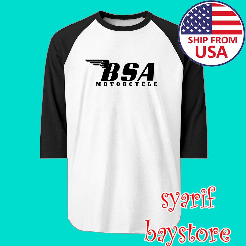 BSA Classic Motorcycle Men#039;s Raglan White Black Size S to 2XL Unisex T-Shirt S
