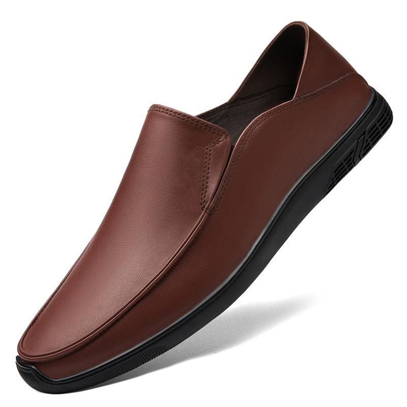 Ekte Skinn Herresko Slip On Loafers Fritidssko i Skinn Komfortable Kvalitets Flats Herresko