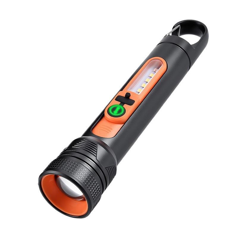 

10000Lumens New White Laser Flashlight USB Rechargeable LED Flash Light Long Range Torch Zoom Outdoor With Hook 5W 1PCS чорний/помаранчевий