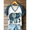 Womens V-Neck Short Sleeve T-Shirt With Leopard Print 3D Effect Colorful Ink Loose Fit Casual Office Wear